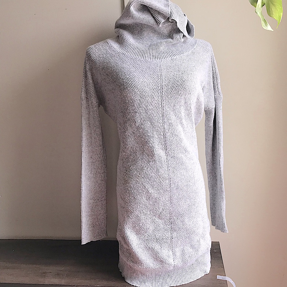 Cozy Light Gray Cowl Neck Angora Sweater Women M